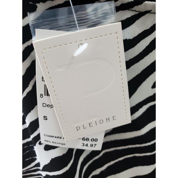 Pleione Womens Black White Zebra Print Polyester V-Neck Top Blouse Size Small - Picture 9 of 14